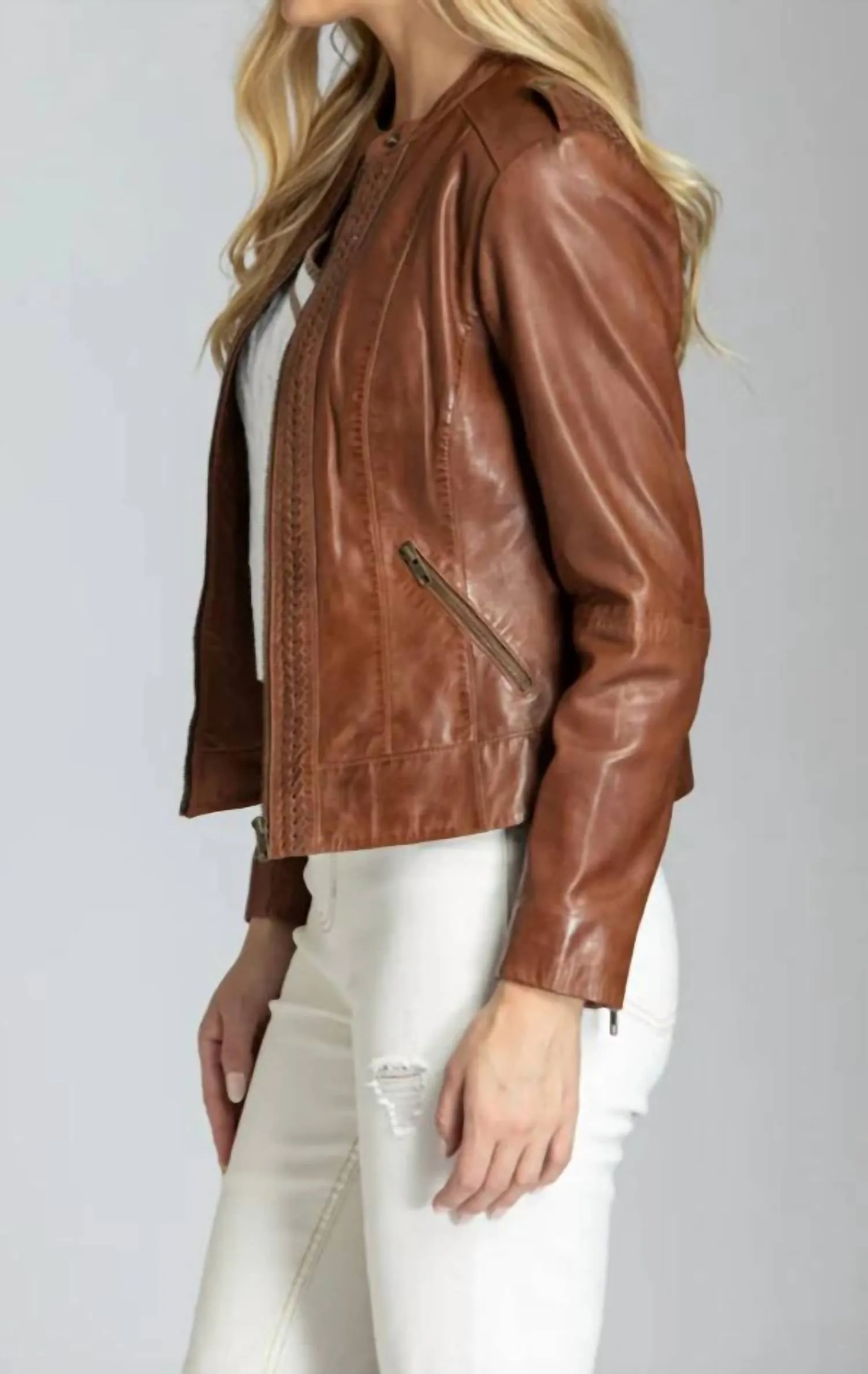11 Uptown - Leather Jacket With Braid