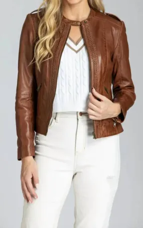 11 Uptown - Leather Jacket With Braid