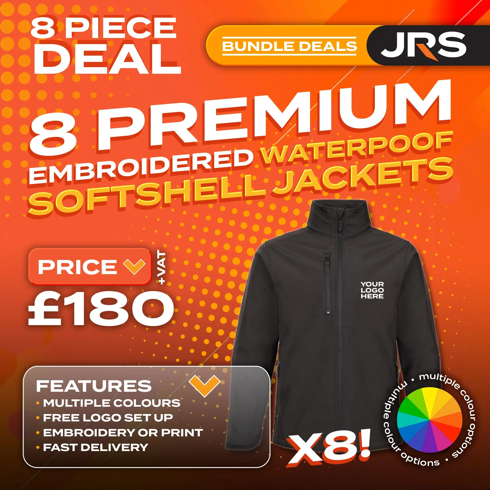 8x Embroidered Waterpoof Softshell Jackets Bundle Deal