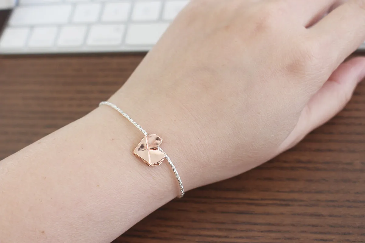 925 Silver Dual Color Origami Heart Hand Strap (Personalised)