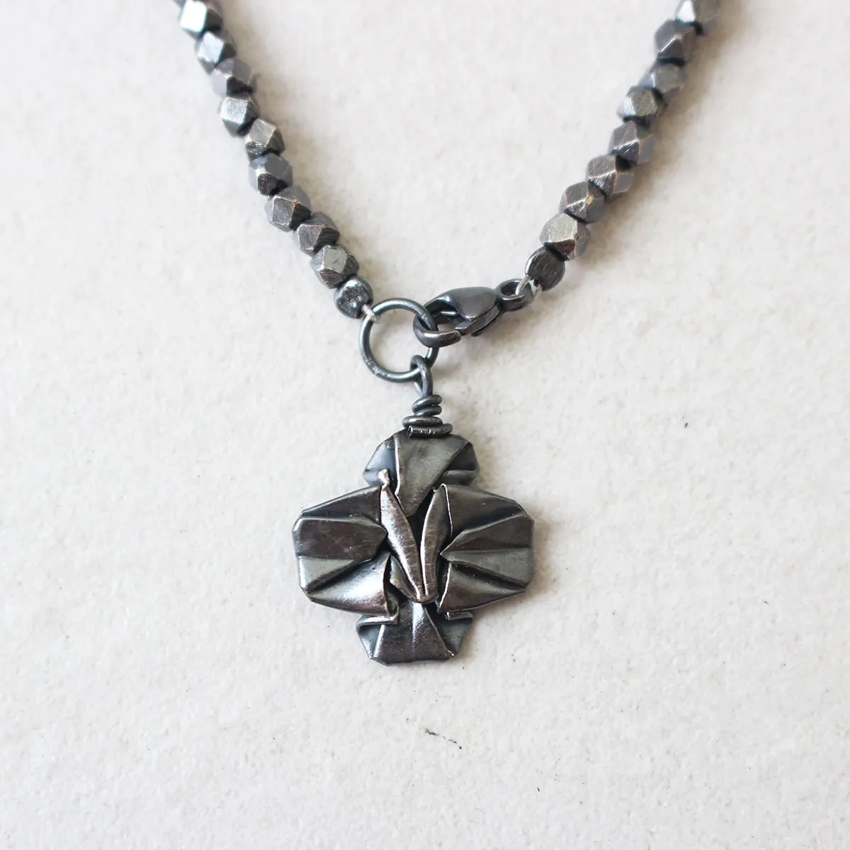 925 Silver Origami Clover Bracelet (Black Silver)