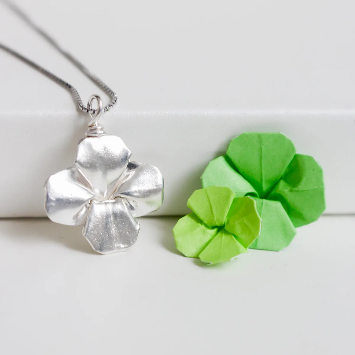 925 Silver Origami Clover Necklace