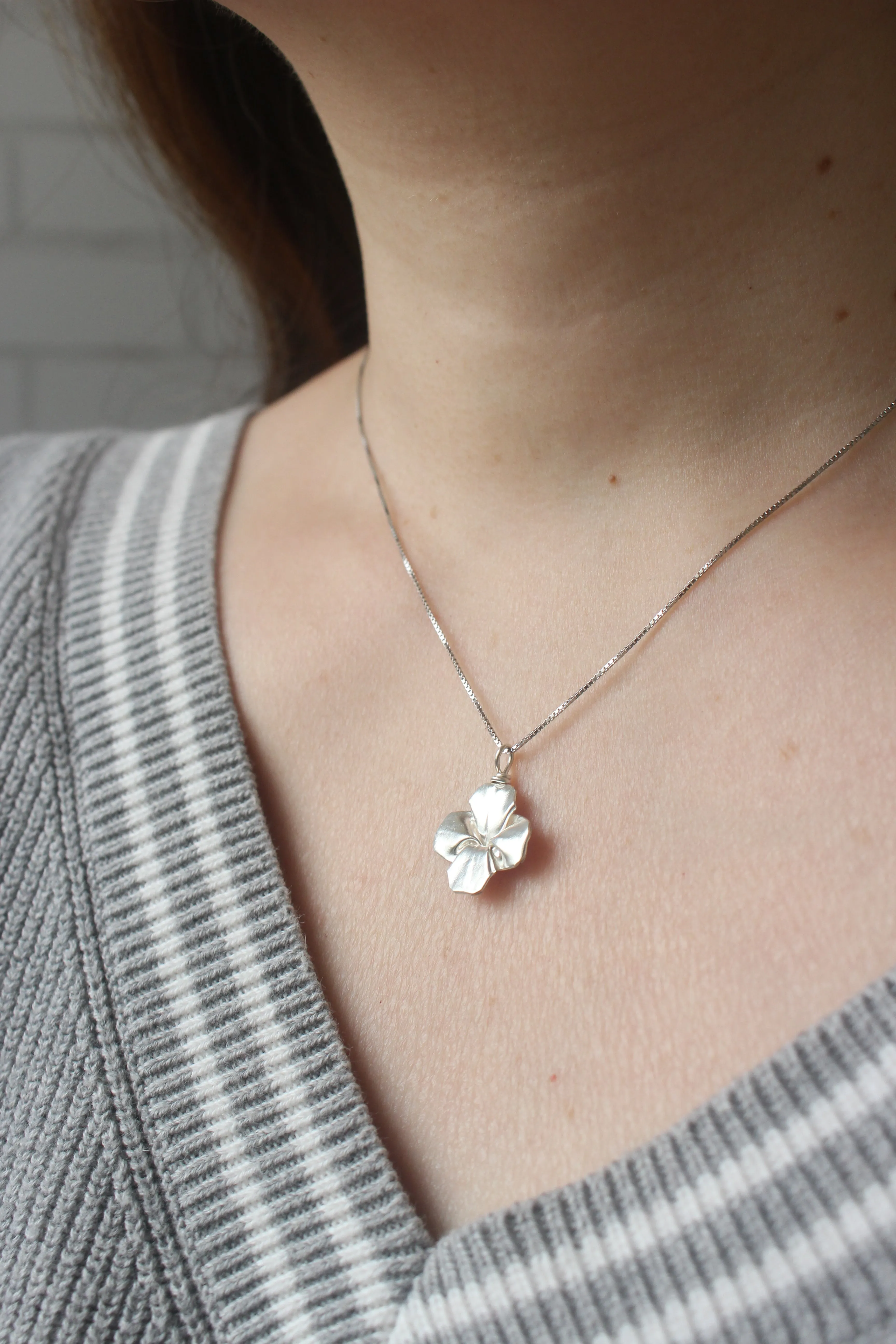 925 Silver Origami Clover Necklace