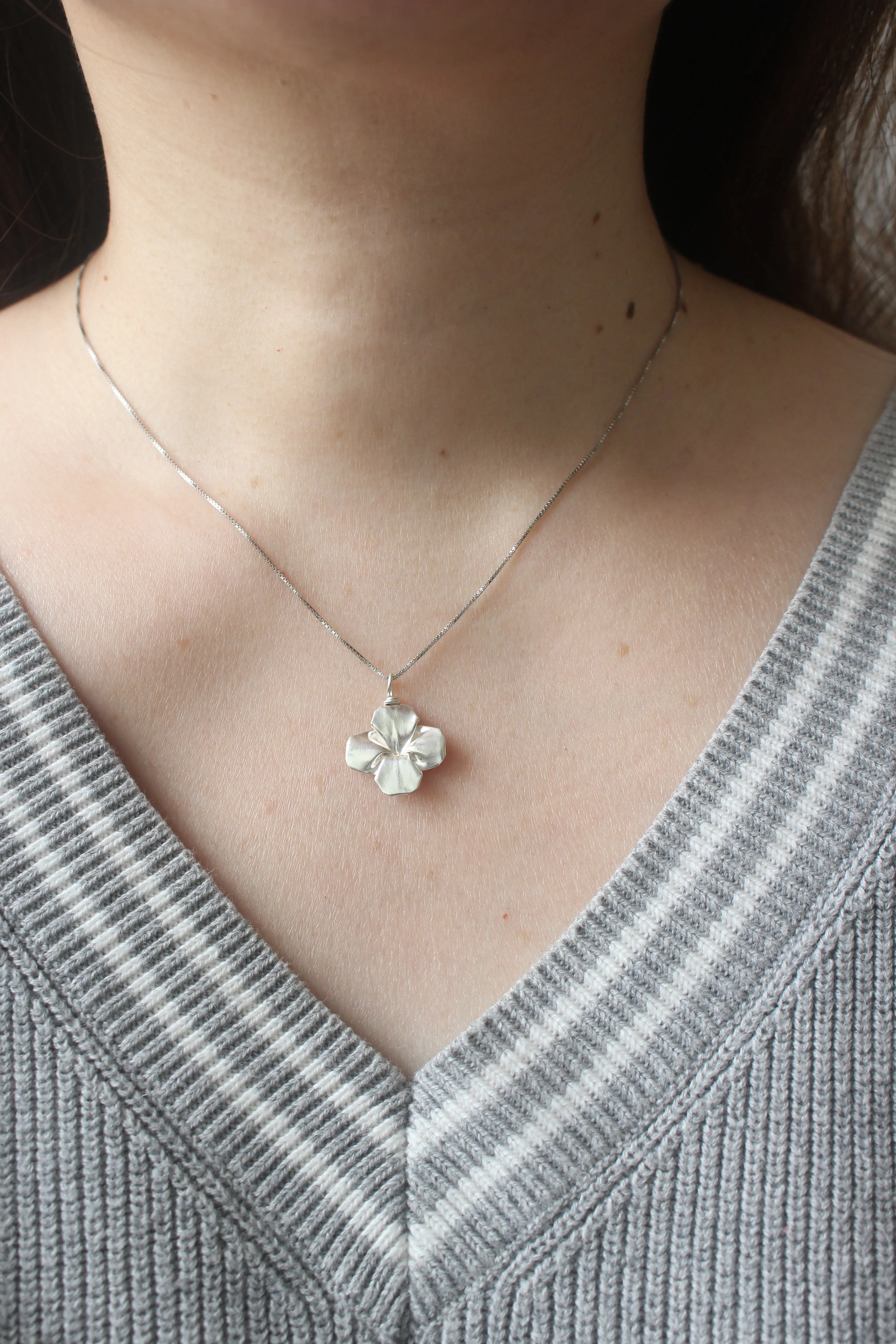 925 Silver Origami Clover Necklace