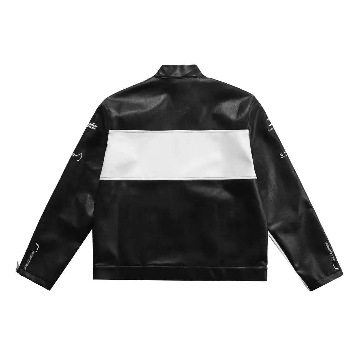 American Retro PU Leather Racing Zipper Motorcycle Jacket Unisex Embroidered Baseball Uniform Jacket Hip-hop Loose Couple Coat