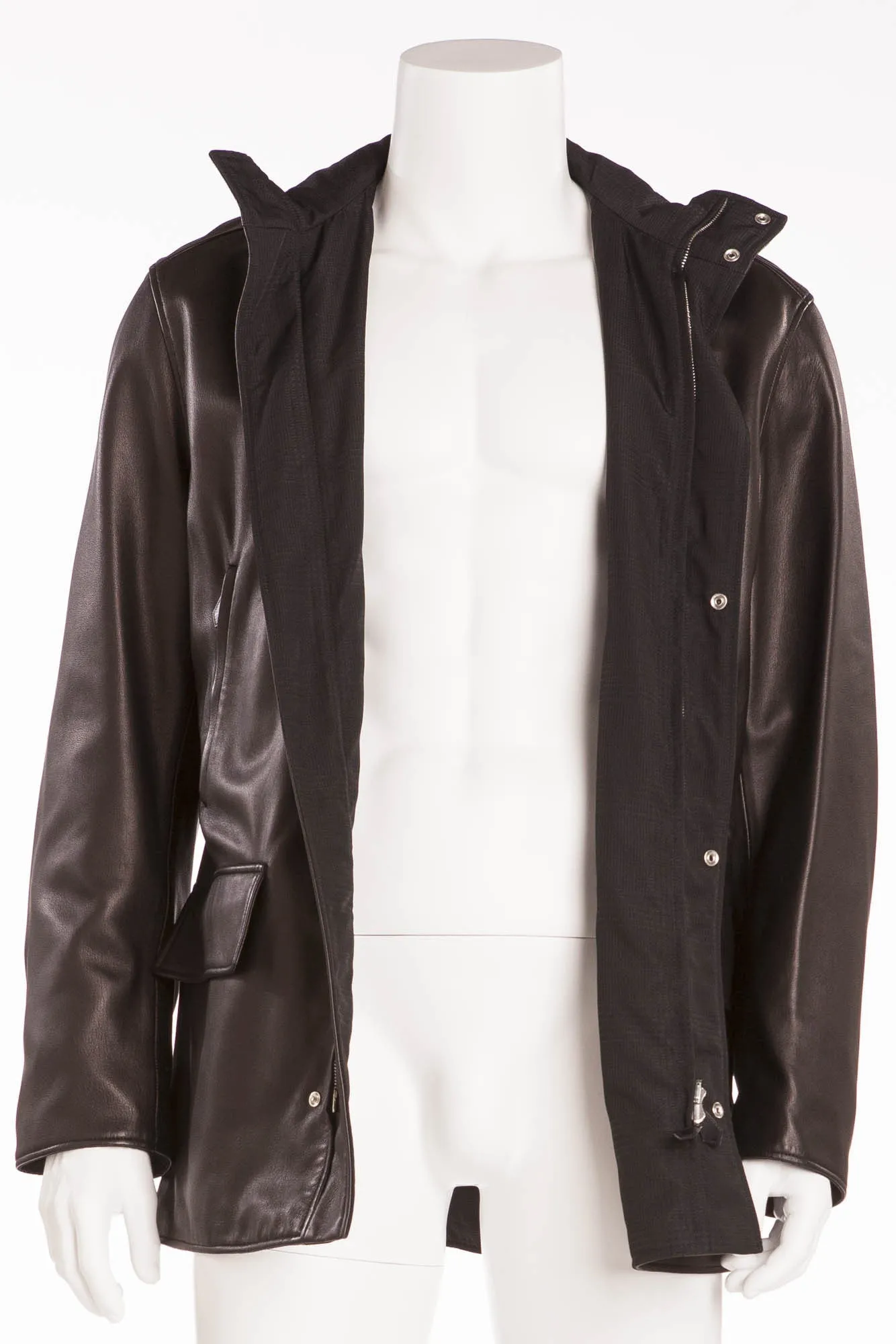 Authentic Hermes - Black Leather Zip Up Jacket - IT 54