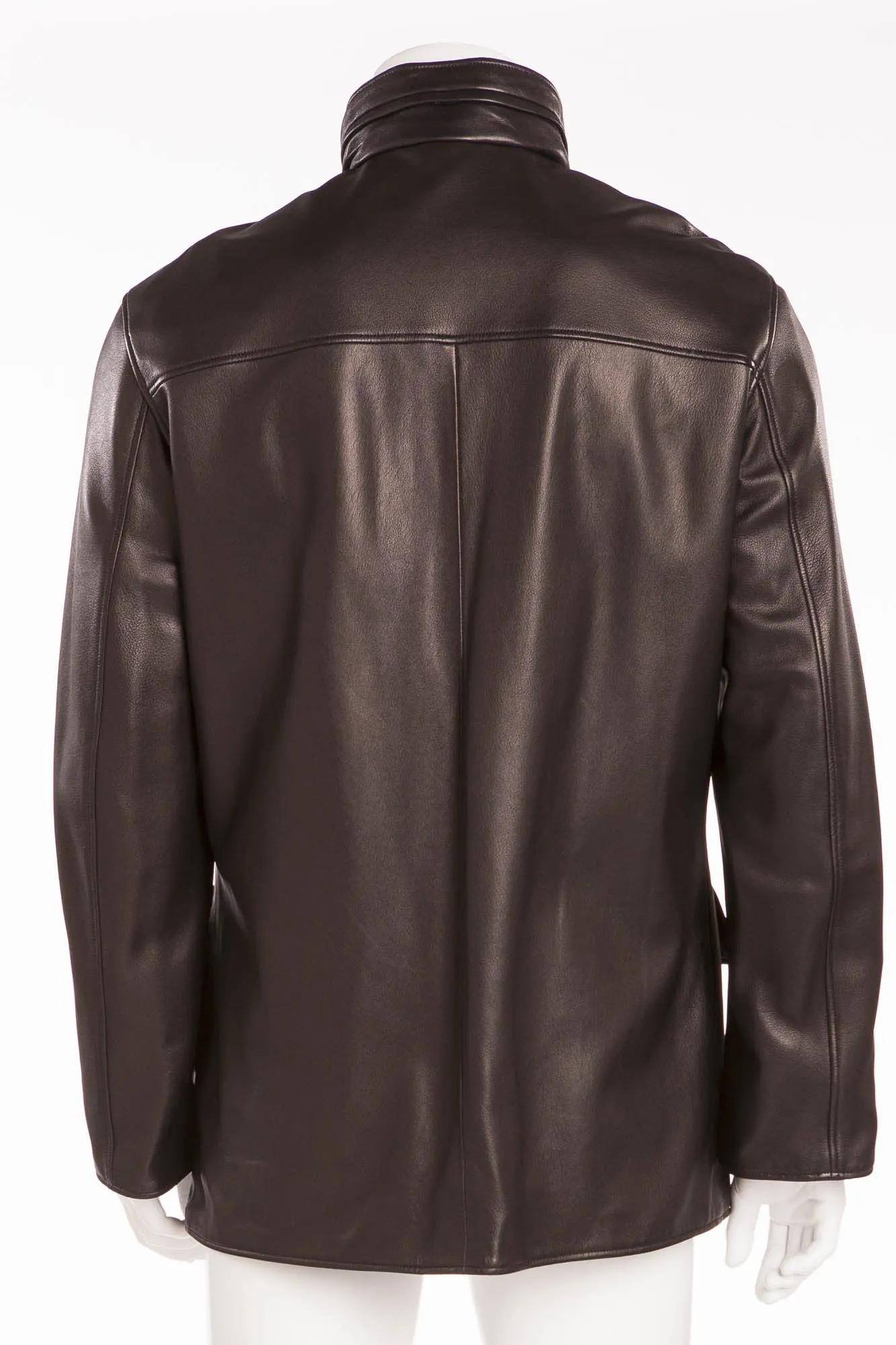 Authentic Hermes - Black Leather Zip Up Jacket - IT 54