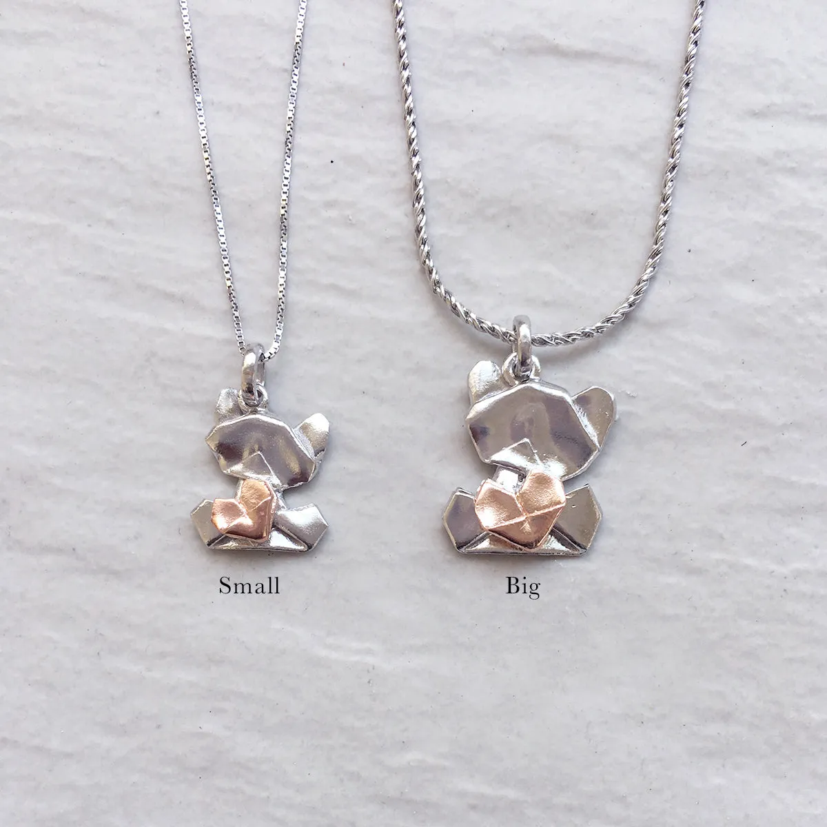 Bear My Love - 925 Silver Origami Bear My Love Necklace (Big/Silver/Gloss)