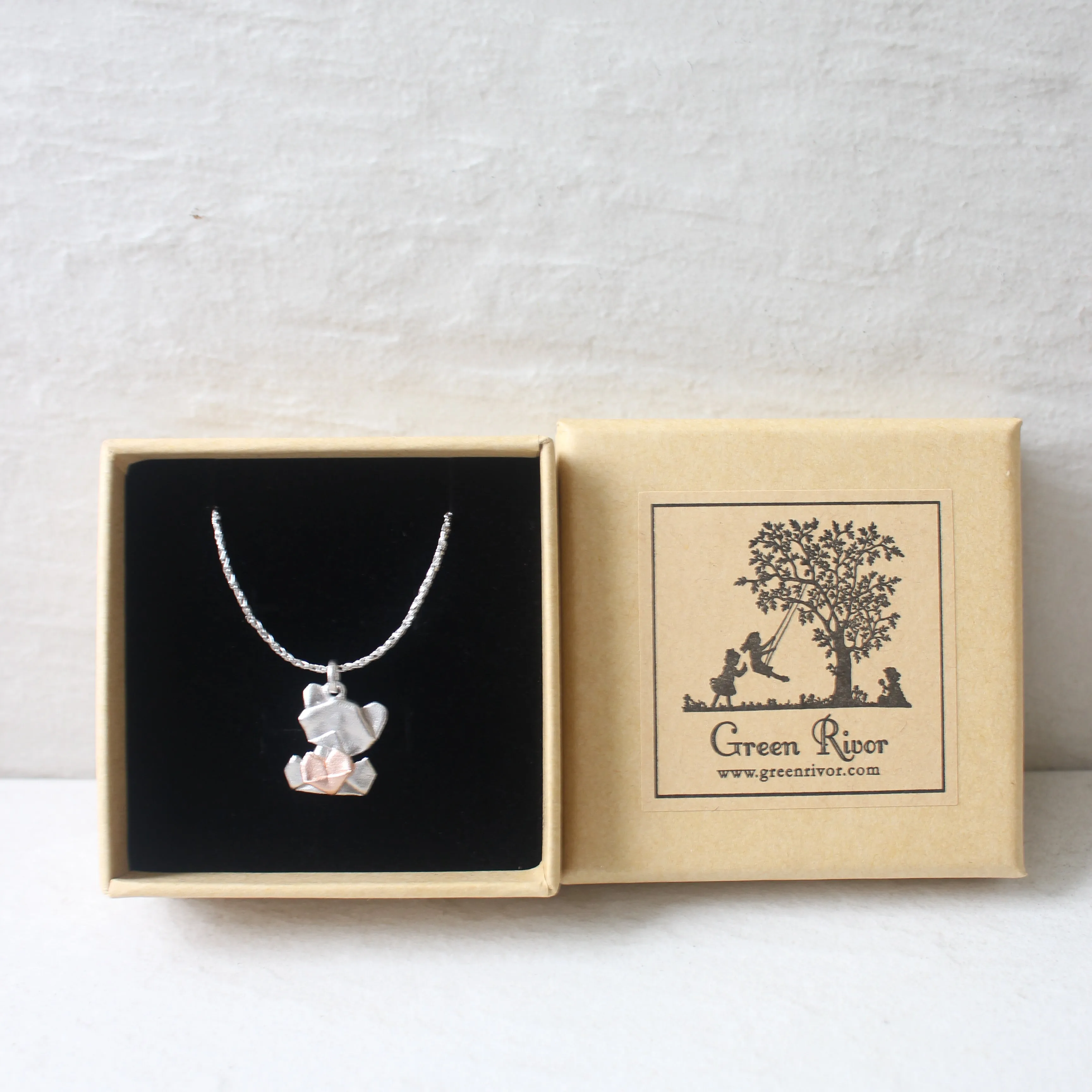 Bear My Love - 925 Silver Origami Bear My Love Necklace (Big/Silver/Matte)