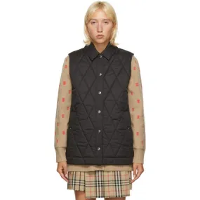 Burberry Black Quilted Cropthorne Vest