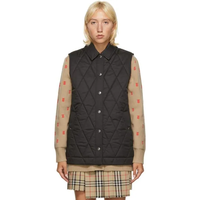 Burberry Black Quilted Cropthorne Vest