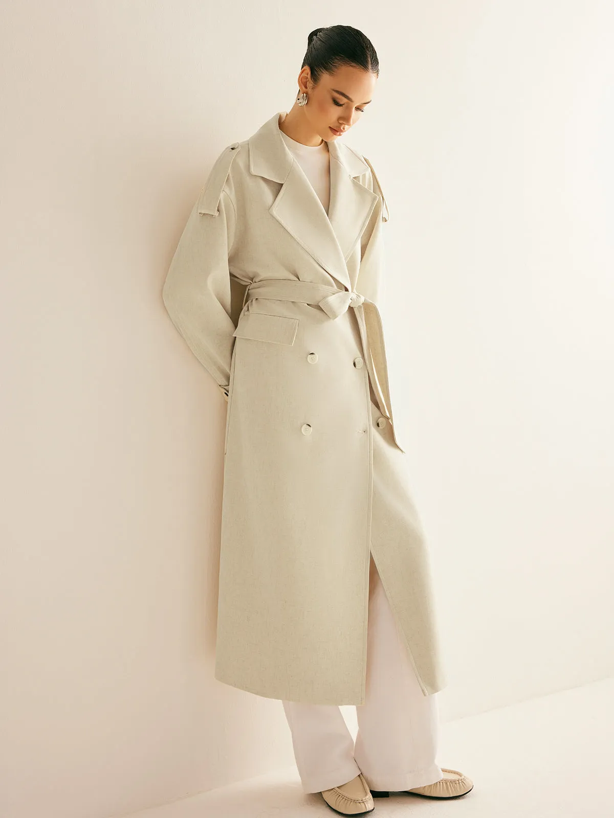 Chicmy-Winter Outfits Christmas Thanksgiving Gift New Year's Eve Outfits Streetwear Fashion Lapel Pockets Belted Trench Coat