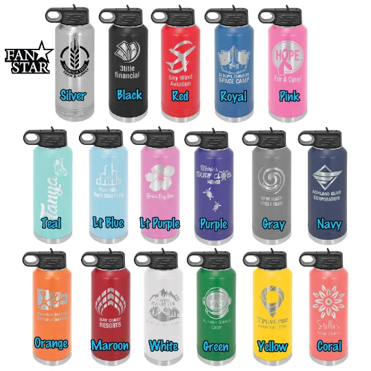 Engraved Field Hockey Stainless Steel Water Bottle, Choose Your Customizations