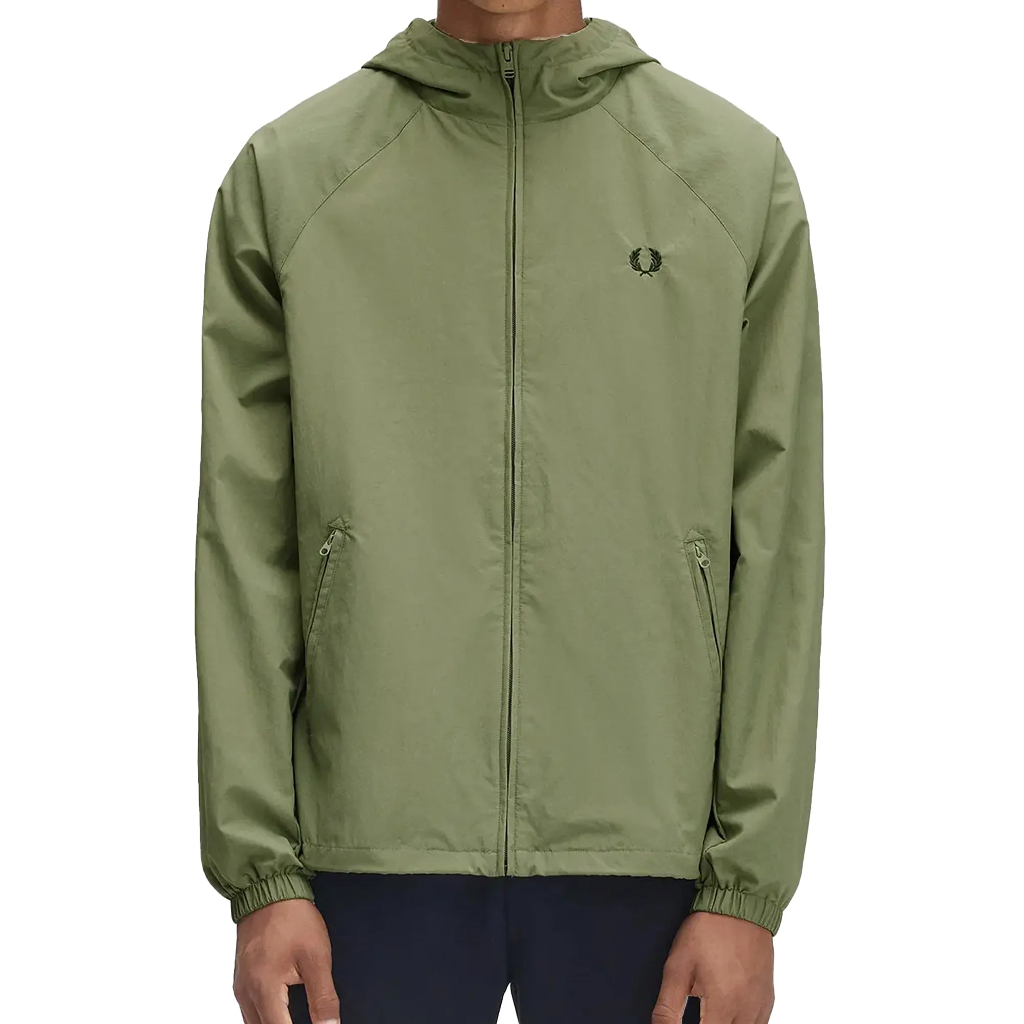 Fred Perry Taslan Hooded Shell Jacket Olive Mint