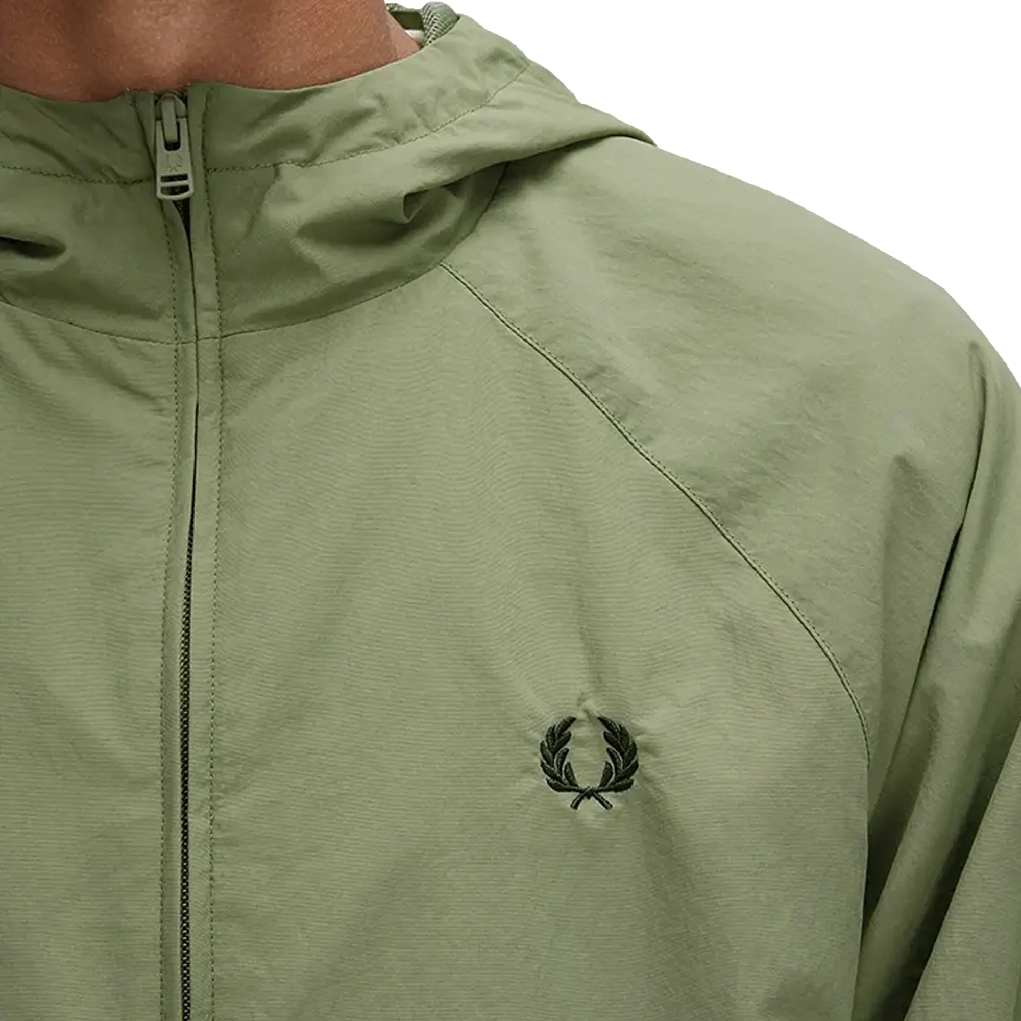 Fred Perry Taslan Hooded Shell Jacket Olive Mint
