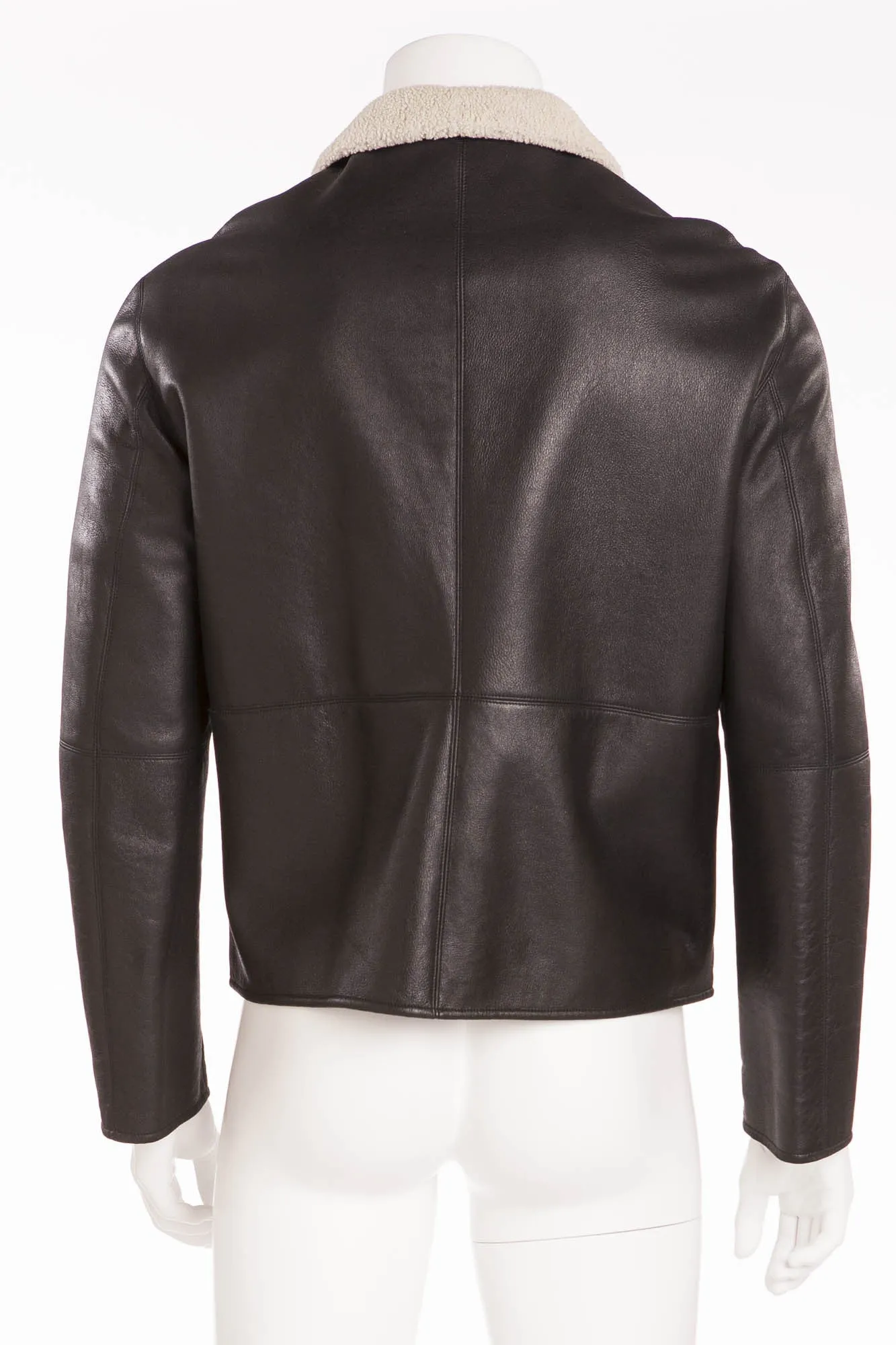 Hermes - Mens Black Zip Up Leather Jacket - FR 54