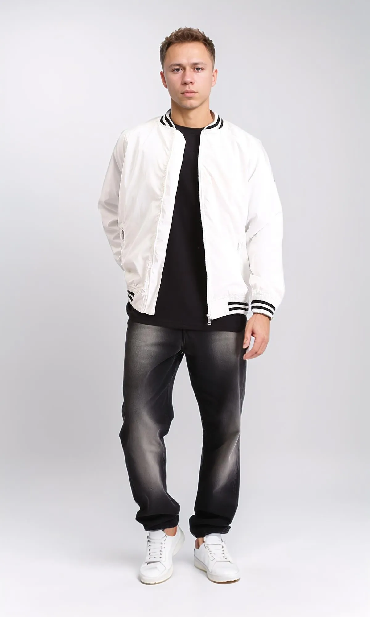 O202636 - Waterproof Varsity Jacket - White