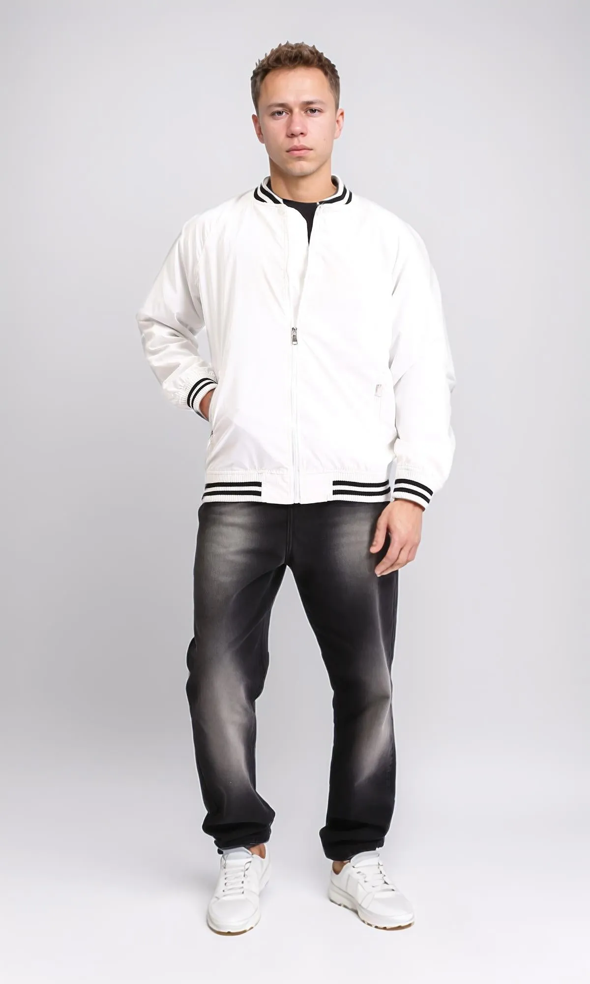 O202636 - Waterproof Varsity Jacket - White