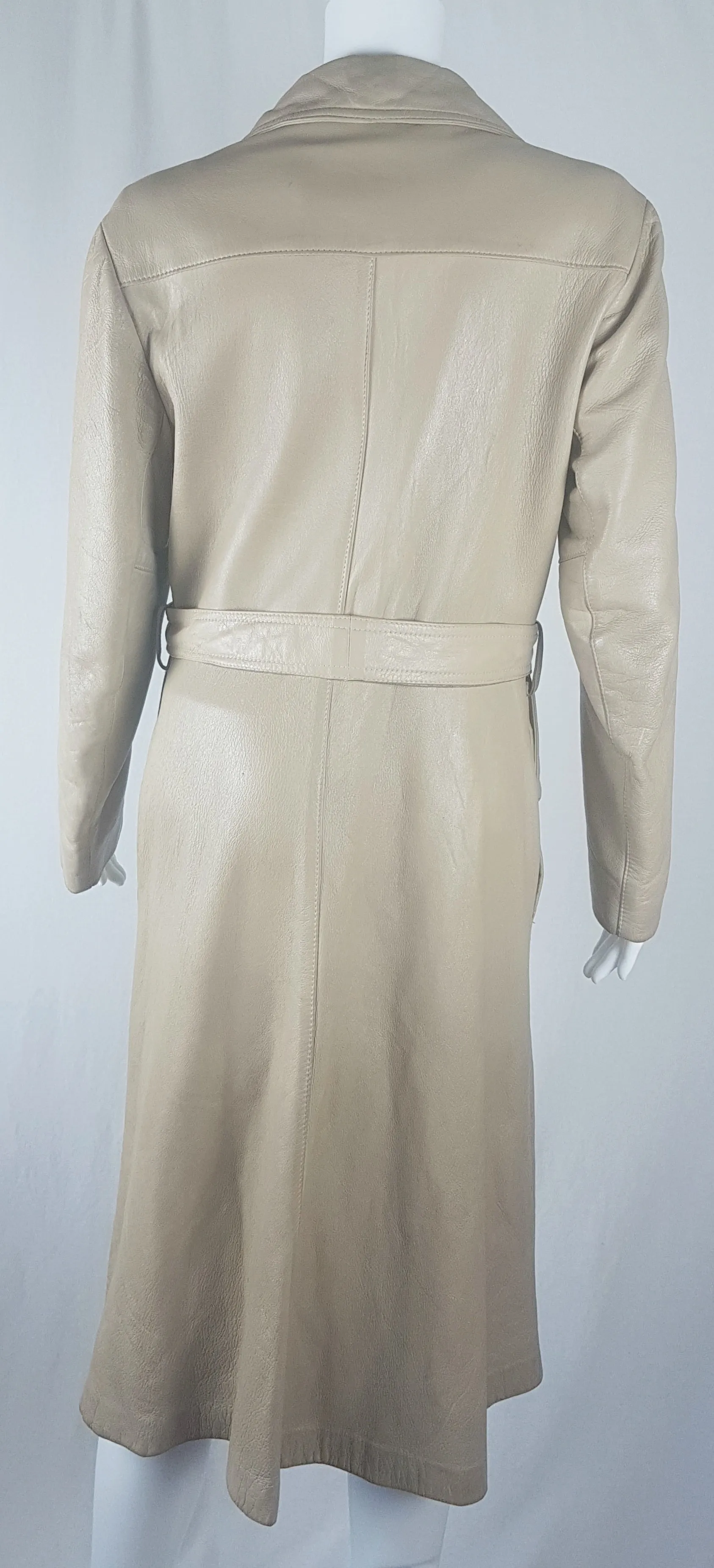 Vintage 70's | Beige/Sand Leather Belted Trench Coat