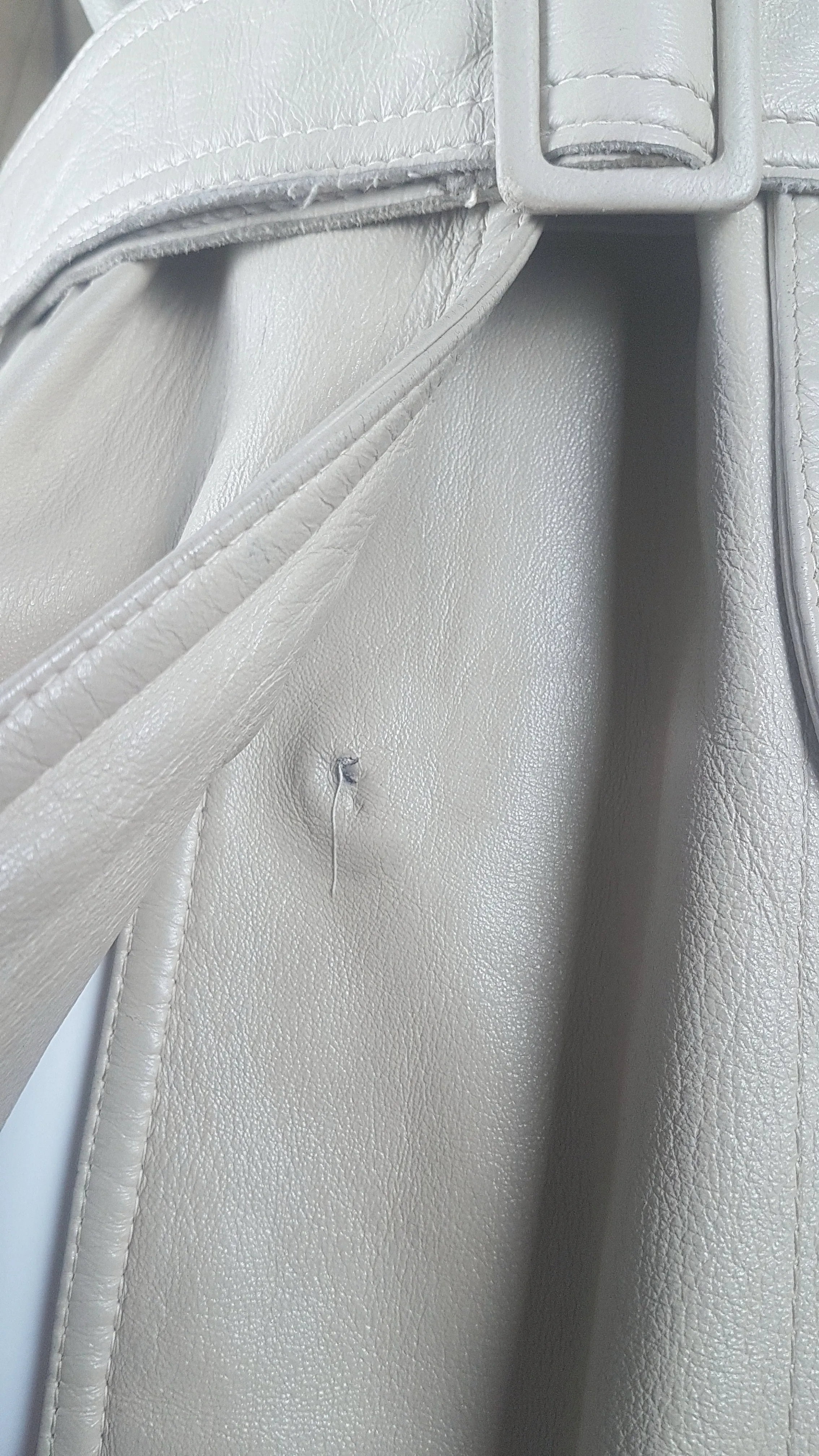 Vintage 70's | Beige/Sand Leather Belted Trench Coat