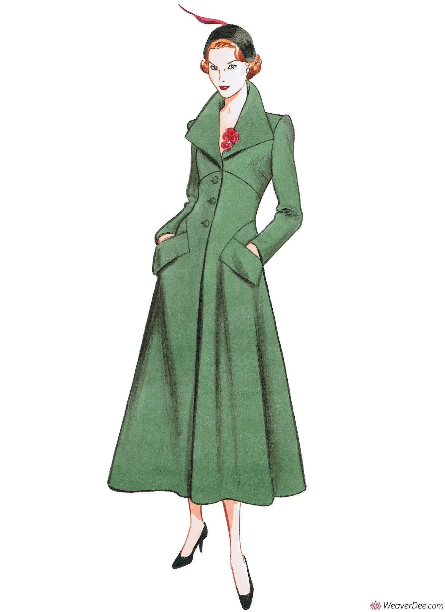 Vogue Pattern V1669 Misses' Vintage 1940s Coat